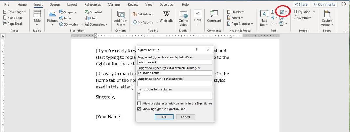 electronically sign a document in word for mac 2011